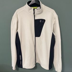 Izod Ratio white cream men’s fleece zip up jacket size large